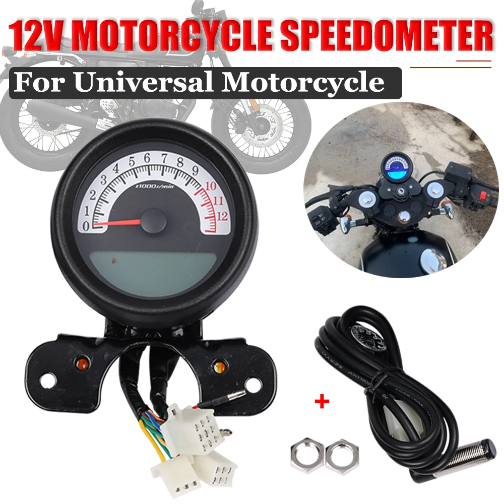 

Universal 12V Motorcycle Speedometer Tachometer Scooter For Yamaha KTM Exc YG200-8ACD Lcd Speedo Meter Digital Odometer 6 Gear