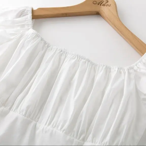 Женская рубашка с открытыми плечами черная/белая блузка оборками и низкой