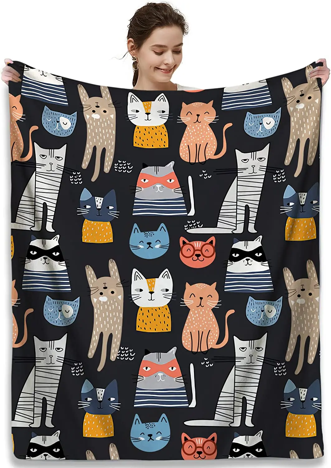 

Cute Funny Cats Cat Sofa Lightweight Travel Blanket Cat Lovers for Kids Girls Women Warm Cozy Flannel Throw Blankets