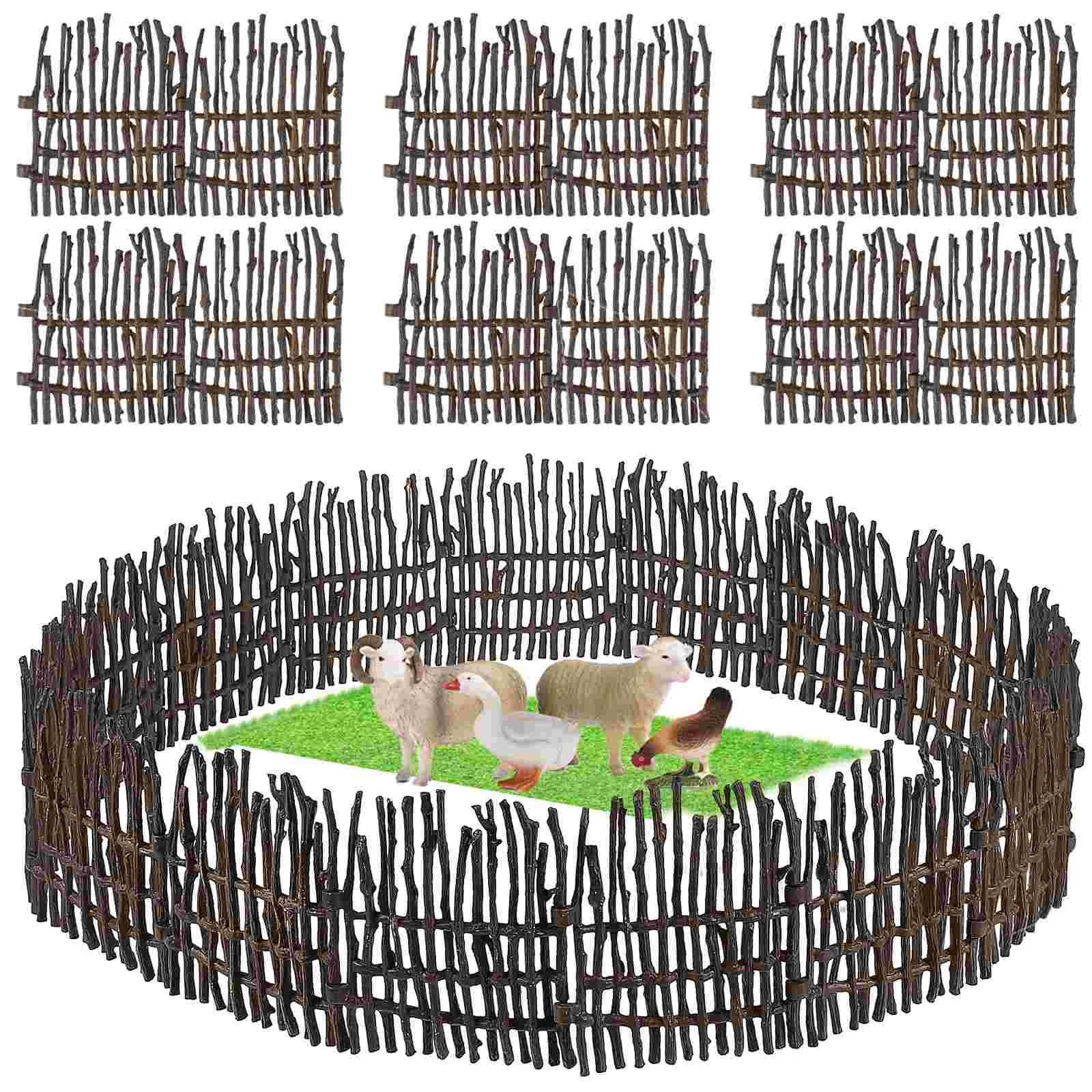 Fence Farm Corral Toys Horse Toy Barn Fencing Fences Accessories Paddock Garden Model Realistic Stable Playset Mini Tiny Ranch