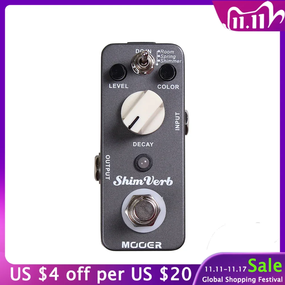 

MOOER ShimVerb Guitar Effect Pedal Digital Reverb 3 Reverb Modes Room Spring Shimmer True Bypass Guitar Effect Parts Accessories