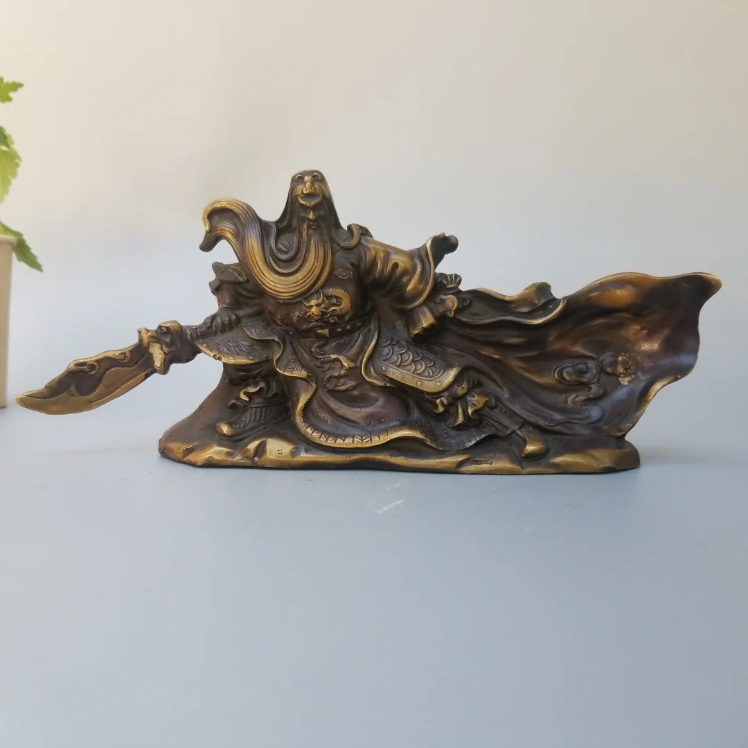 

Pure copper brass pen holder Guan Gong's ornaments Antique Guan Gong's study furnishings Bronze ware