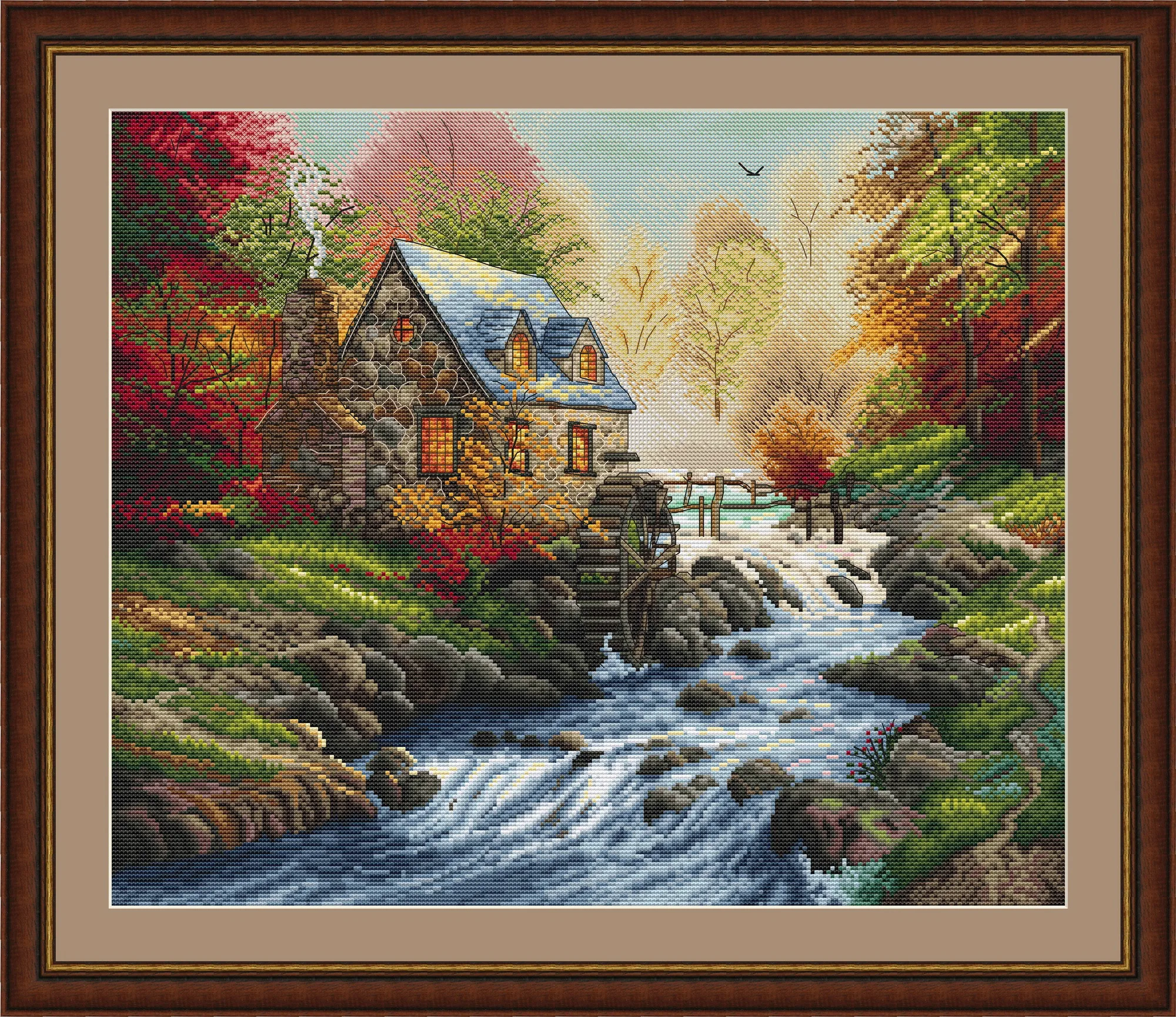 Наборы для вышивки крестиком Набор вышивания ниток иглы Linzhong водная мельница