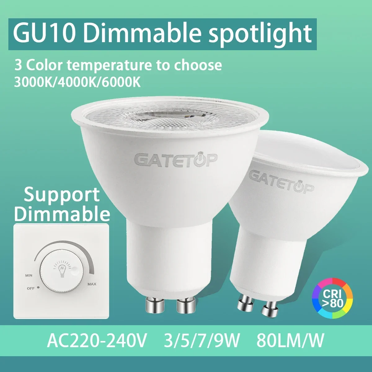 4-20pcs GU10 Led Spotlight Bulb dimmable warm cold white light 120° 38° 3000K AC220-240V for home bedroom derec Recessed Light