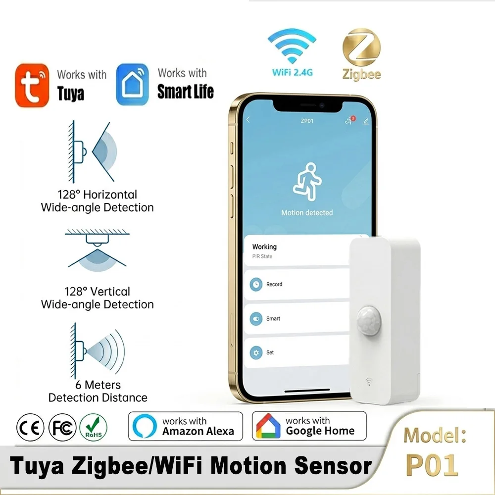 Фото Умный датчик движения PIR с Wi-Fi и Zigbee для автоматизации домашней безопасности и умного дома №1