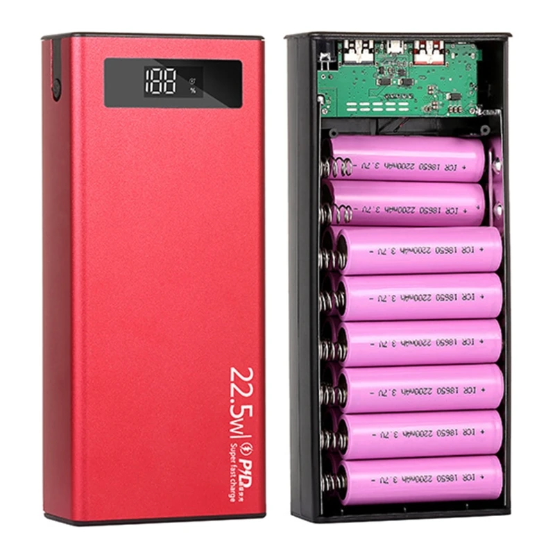 

16 Slot 18650 Battery Power Bank Case With LCD Display Dual USB Port Supports Quick Charging for iPhone for Andriod Phone&Tablet