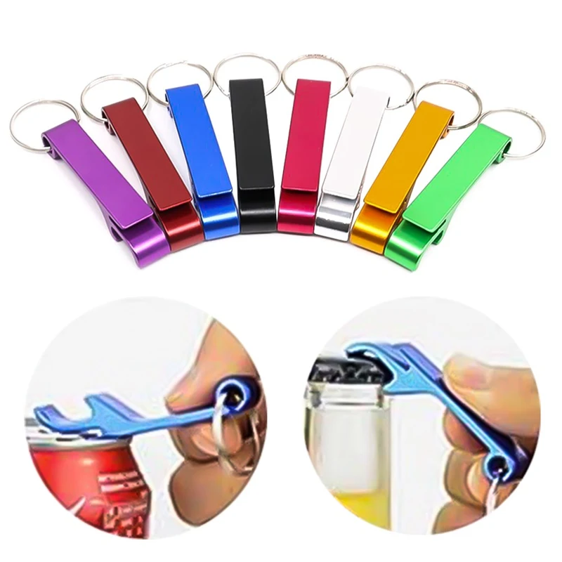 

1pcs Portable Keychain Beer Bottle Opener 4 In 1 Pocket Aluminum Beer Wine Bottle Opener Can Personalized Logo Nice Gift Random