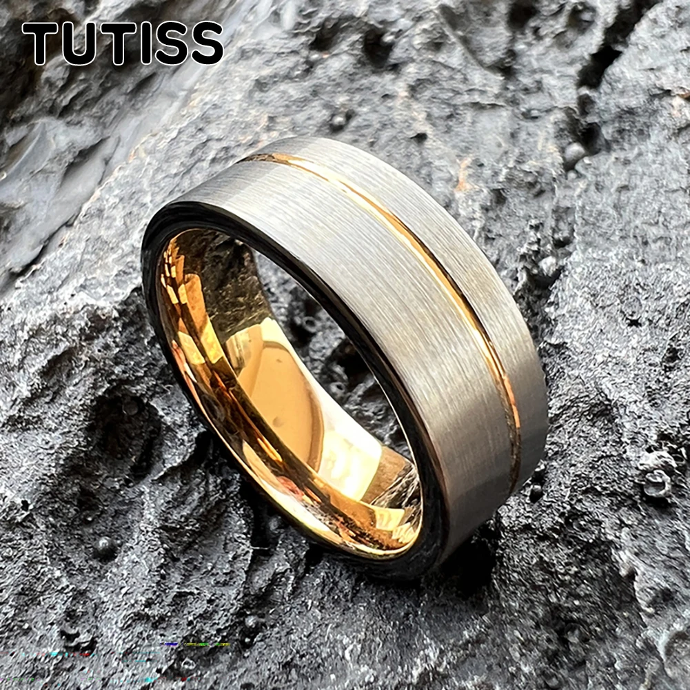 Модное плоское кольцо TUTISS 6 мм 8 для мужчин и женщин из карбида вольфрама