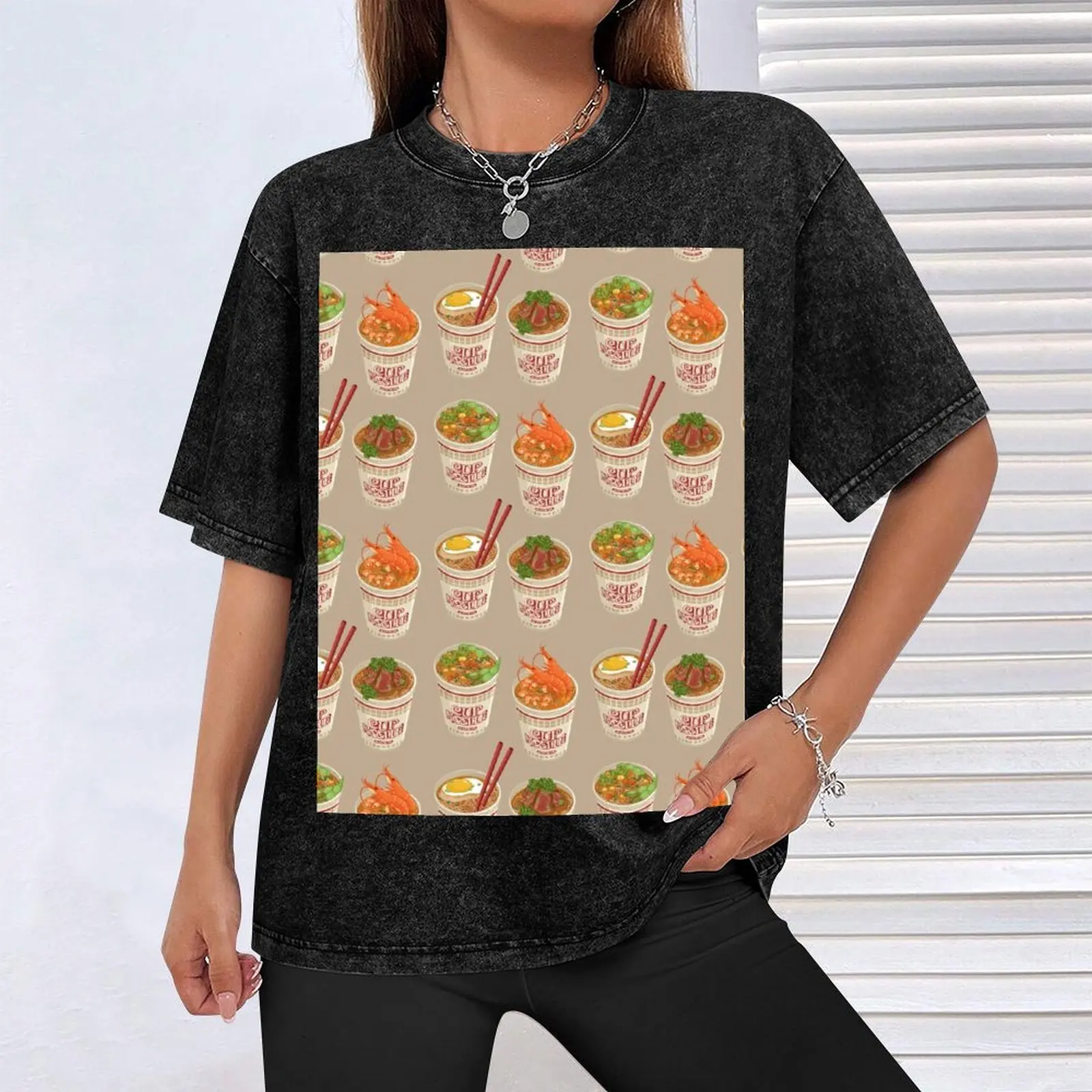 Футболка Cup Noodle Ramen мужская футболка милая одежда мужские большие и высокие