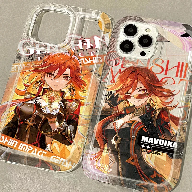 Phone Back Case for Samsung Galaxy S24 Ultra S23 S22 S21 FE S20 Plus Note 20 10 Pro A34 A54 A33 A53 Genshin Impact Mavuika Cover