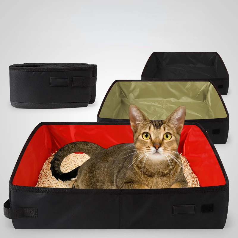 

Folding Travel Pet Cat Litter Box Dog Toilet Tray Folding Cat Litter Bedpan Waterproof Outdoor Foldable Cat Litter Box