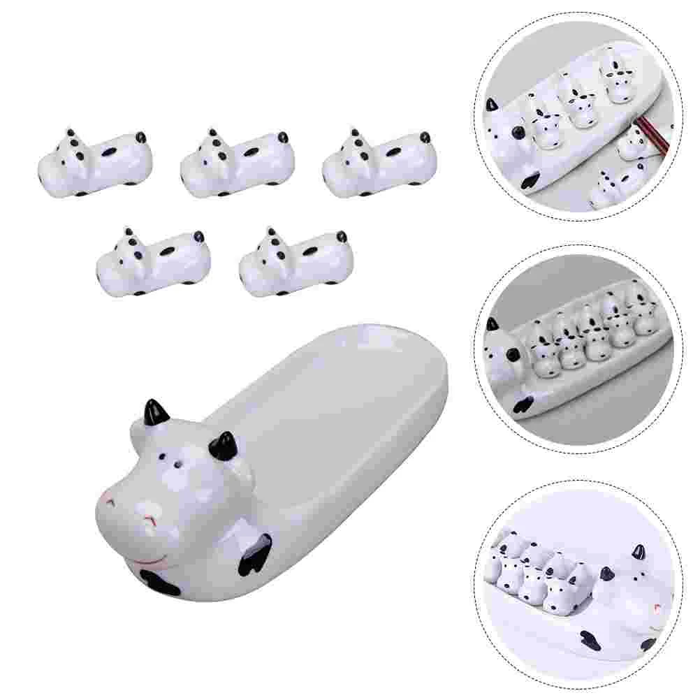 

1 Set of Household Ceramic Chopsticks Holders Spoon Rest Racks Kitchen Utensils