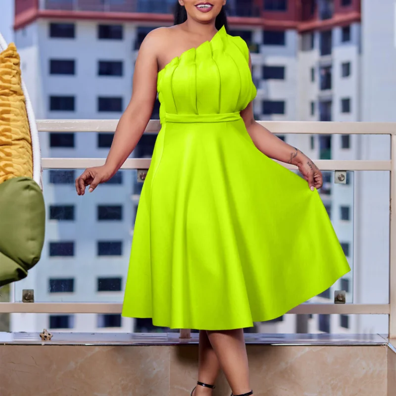 

Элегантные женские платья, сексуальное платье с одним рукавом и оборками, плиссированное платье с высокой талией, летнее платье в африканском стиле, женские платья в африканском стиле