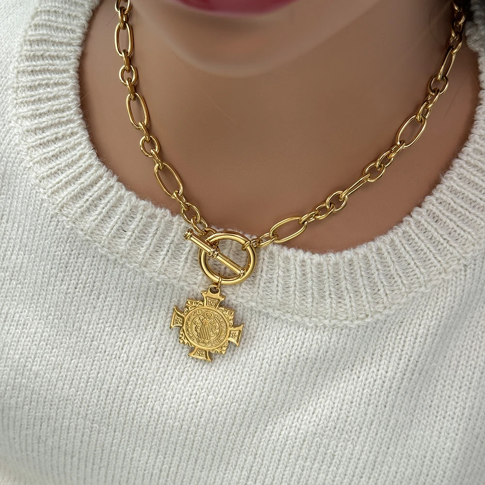 Ожерелье из нержавеющей стали с покрытием 18-каратного золота овальная звеньевая