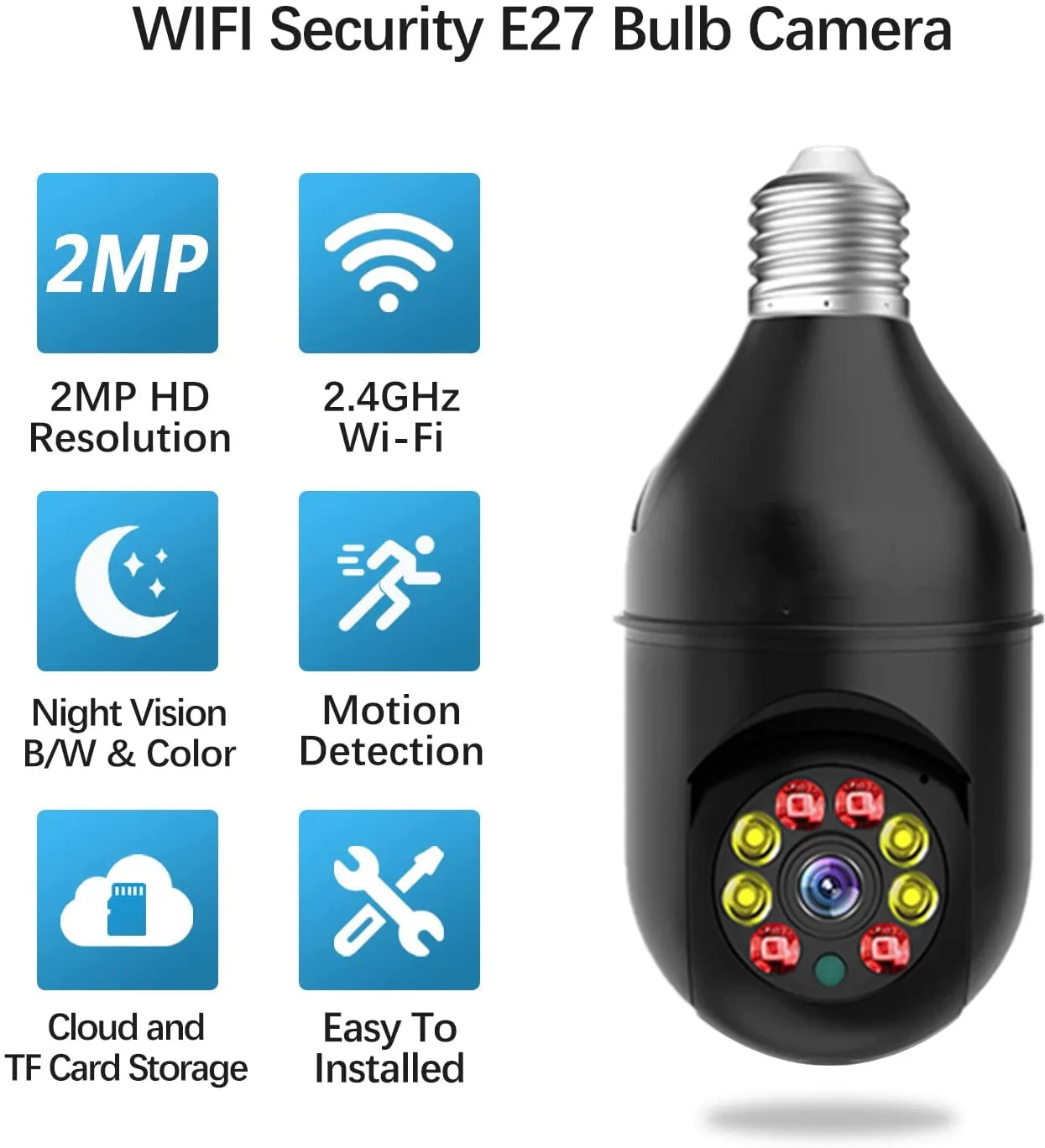 

1080P 360 TUYA camera Light Bulb PTZ Camera 360 Rotate Full Color Night Vision Wireless Wifi Camera YIIOT Smart Security Camera