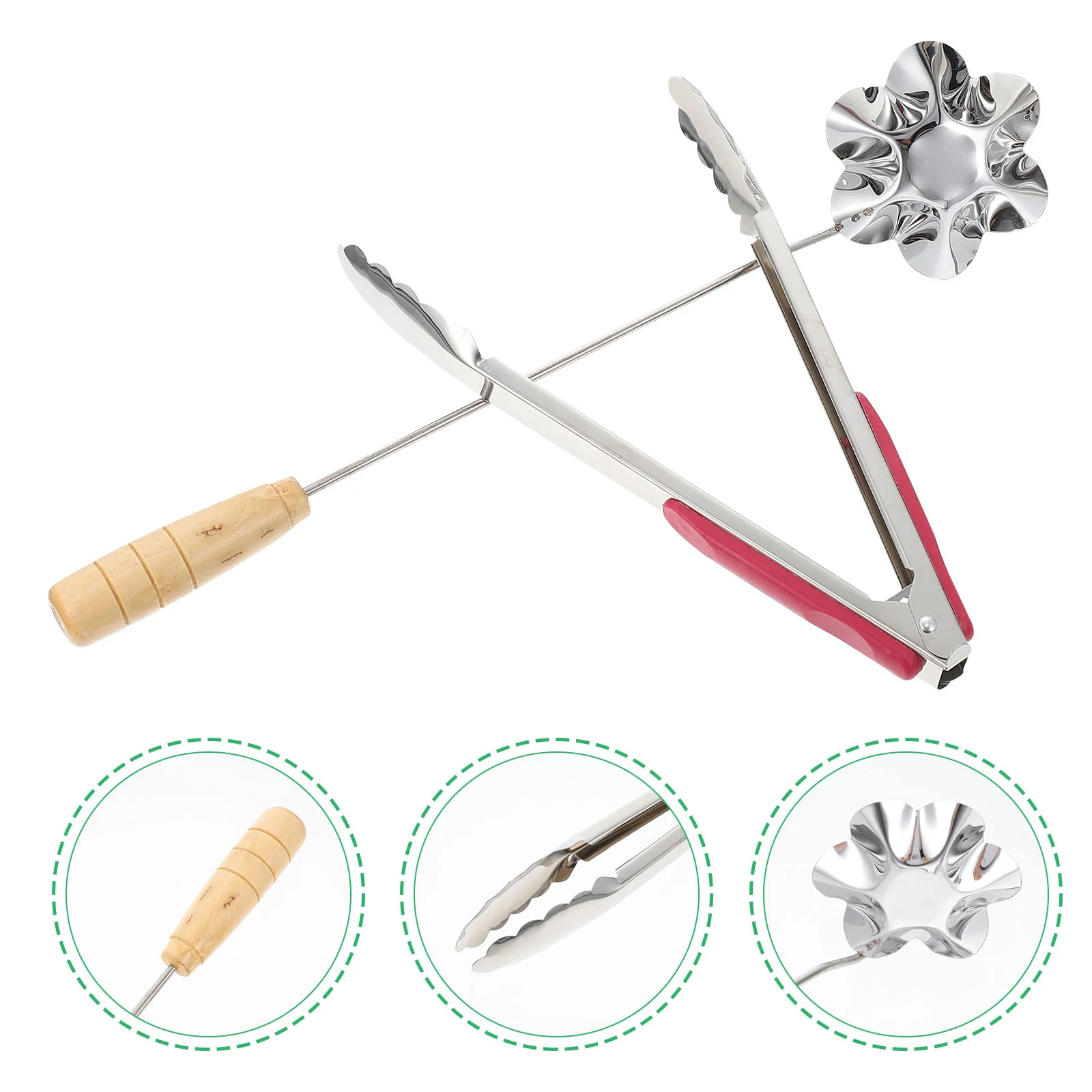 

1 Set Frying Mold With Wooden Handle Plum Blossom Frying Mold Kitchen Supplies for Families Co-worker Friends Lover