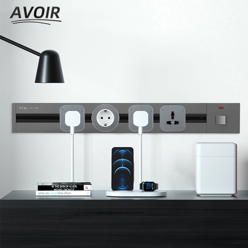 

Avoir Wall Track Socket Electrical Mobile Extension Socket In The Countertop Kitchen Office USB Charging Port Electrical Sockets