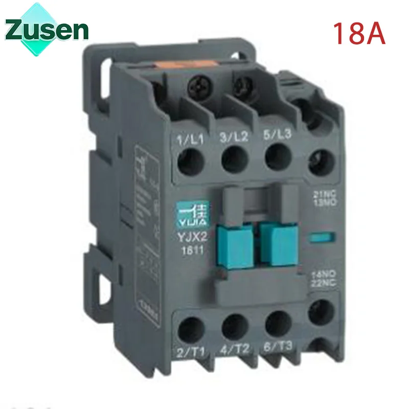 Zusen YJX2-18 AC Контактор 18A 3-фазный 3-полюсный 1NO 1NC катушка напряжения 380V 220V 110V 36V 24V 50Hz