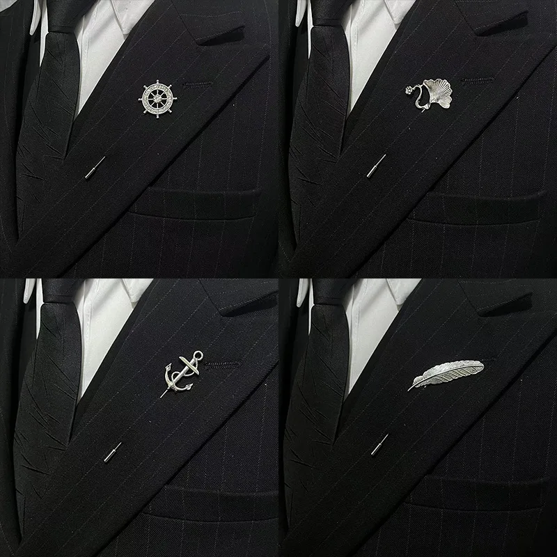 

Korean Rhinestones Flower Leaves Brooch Pins Anchor Bee Insect Long Needle Lapel Pin Coat Cardigan Badge Fashion Jewelry Gifts