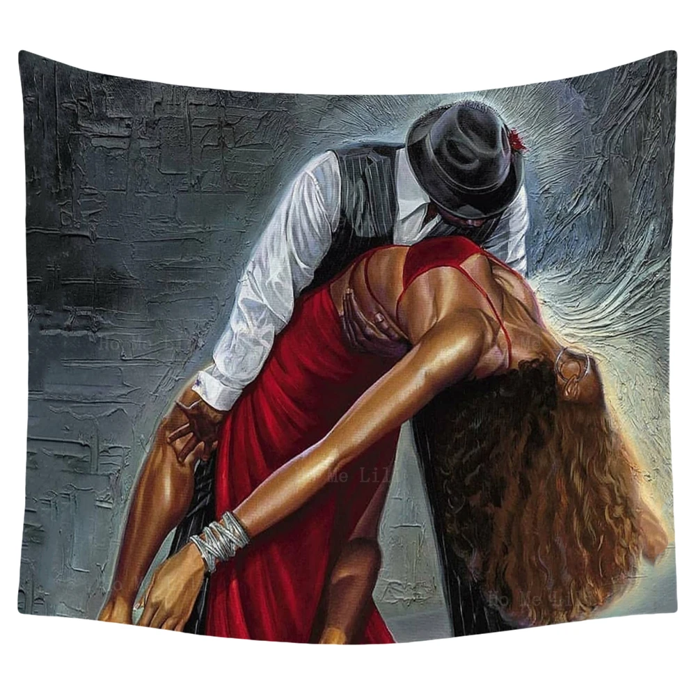 

African American Couple Dancing Together Argentine Tango Creativity Hippie Tapestry By Ho Me Lili For Home Wall Decor