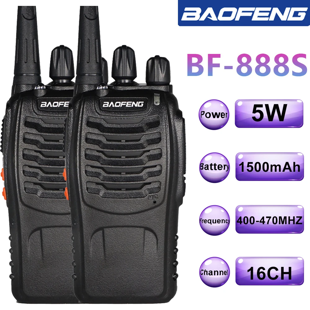 

Baofeng BF-888S Portable Walkie Talkie 2/4pcs Two Way Radio UHF 400-470 MHz 1500mAh 16CH Transceiver BF 888S With Earpiece