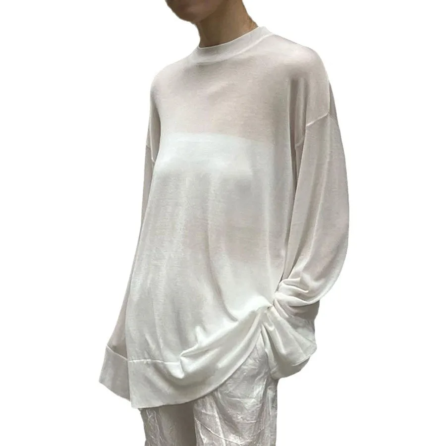 Простой Микро Прозрачный легкий свободный солнцезащитный свитер Топ пуловеры