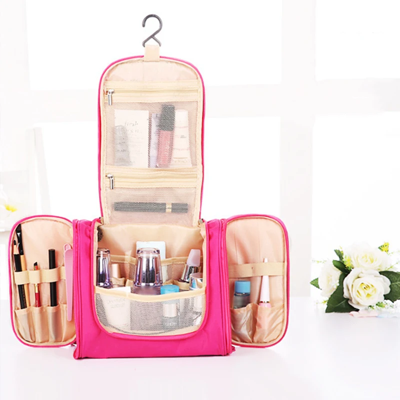 

Женская сумка для унитаза с большими ушками, подвесная косметичка с несколькими карманами, органайзер для кистей с крючками для путешестви...