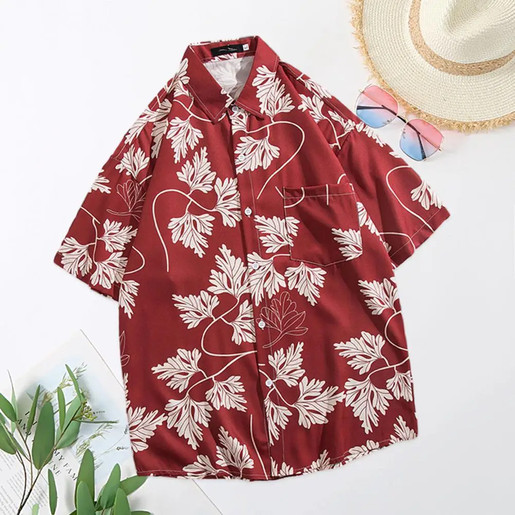 

Cool Men Summer Shirt Casual Summer Top Buttons Lapel Men Summer Top Daily Wear