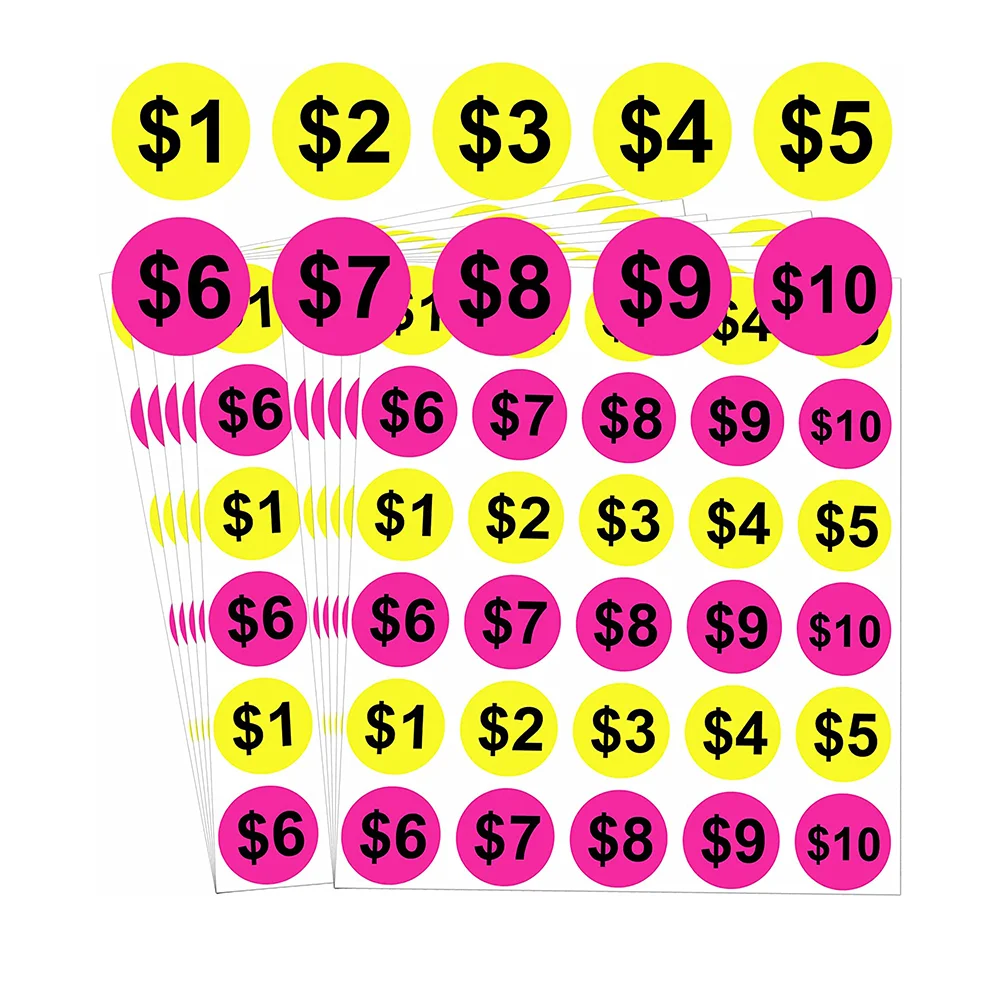 

600 Pcs Yard Garage Sale Price Stickers 1 Inch Flea Market Pre-Printed Pricing Stickers Dollar Preprinted Price Tags Labels
