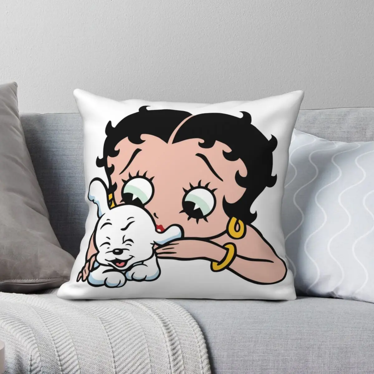 

Boops And Pudgy Dog Square Pillowcase Polyester Linen Velvet Creative Zip Decorative Home Cushion Cover