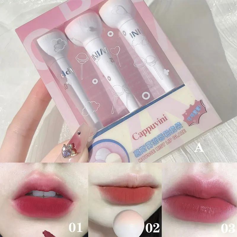 

3/1Pcs Velvet Gloss Lipstick Girl Candy Shaped Lip Glaze Waterproof Lasting Long Lipstick Lip Gloss Non-Stick Korean Cosmetic