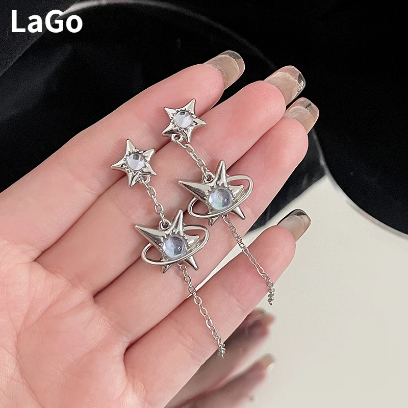 

Trendy Jewelry 925 Silver Needle Star Earrings Hot Sale Popular Style Blue Resin Dangle Drop Earrings For Women Girl Gift 2022