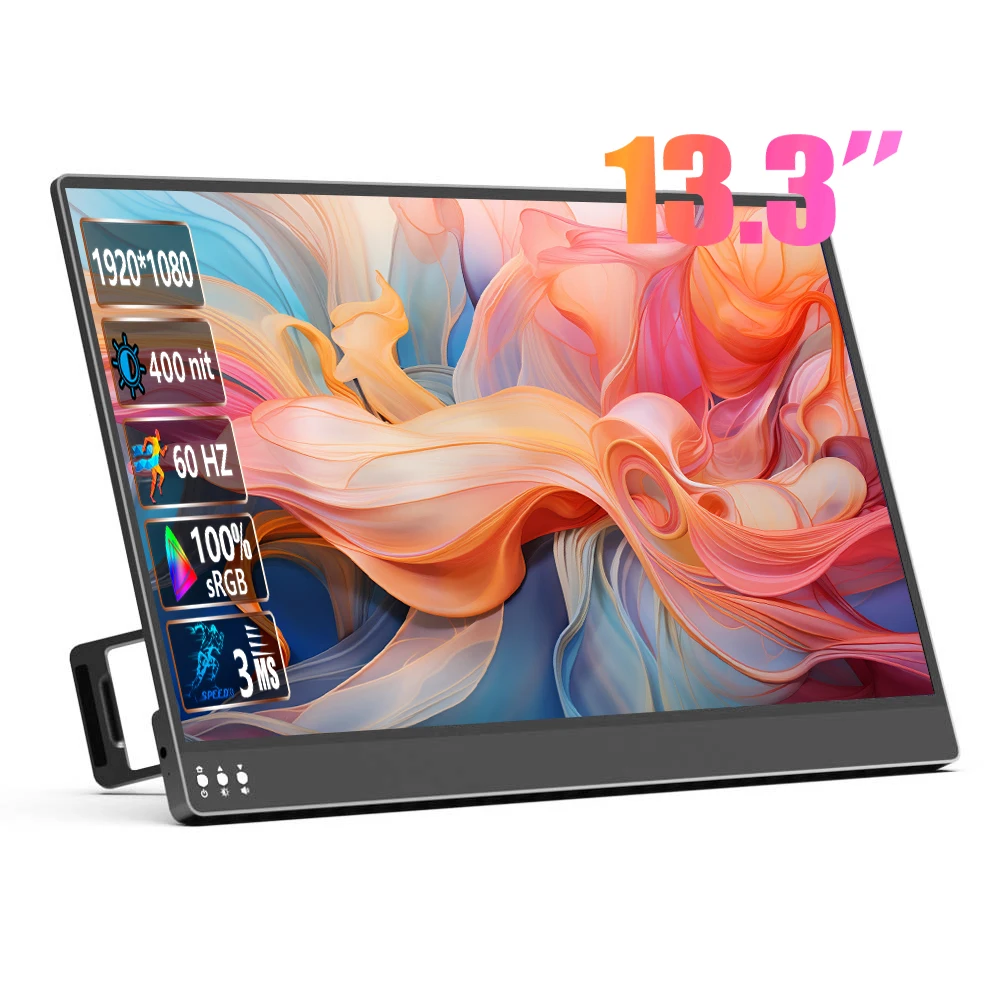 

13.3 Inch Portable Monitor 1920*1080P FHD 400Nit 100%DCI-P3 Display Game Screen For Laptop Mac Tablet Phone Xbox PS4/PS5 Switch