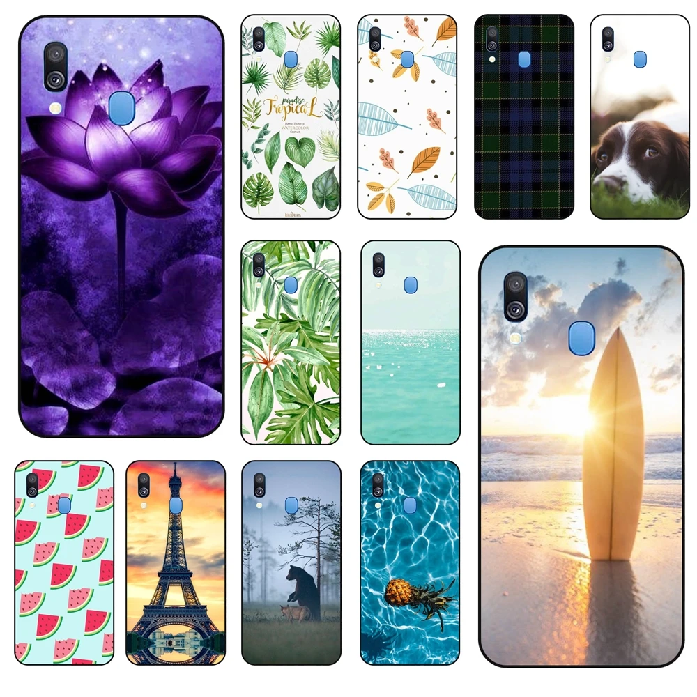 Роскошный черный чехол для Galaxy A40, чехол с изображением роз, задняя крышка для Galaxy A40, черный бампер, трендовый чехол с рисунком