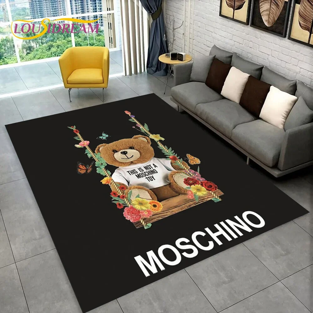 Фото 3D-коврик Moschino в виде мультяшного медведя, ковер для гостиной, спальни, дивана, придверный коврик, декоративный коврик, детский нескользящий напольный коврик, подарок №5