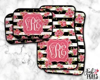 monogrammed floral car mats striped car accessories girly floor mats personalized car accessories for women peony for yo