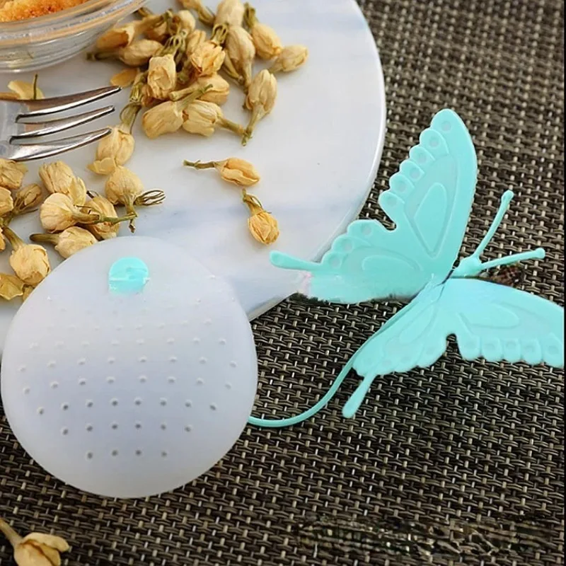 

Silicone Tea Strainers Coffee Loose Tea Leaves Diffuser Infusers Filter Container Butterfly Teaware Kitchen Accessories