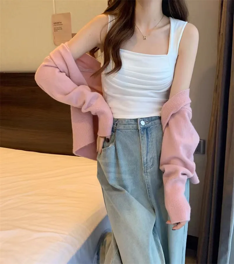 Весна и лето 2024 дизайн Sense сладкий пряный верхняя одежда женская майка без