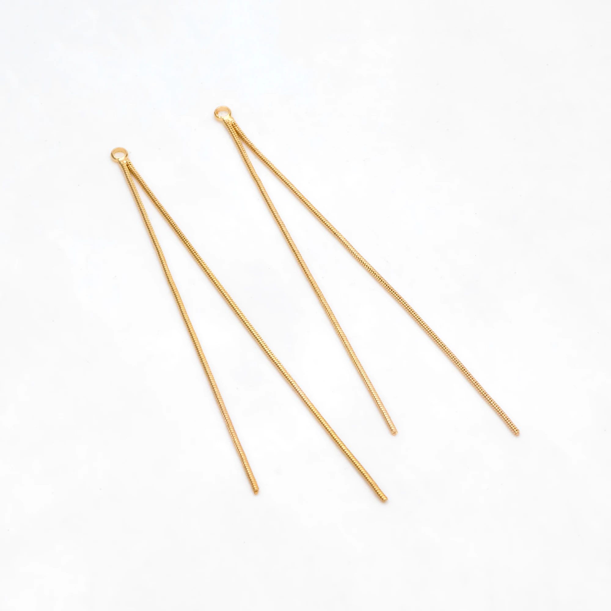 10pcs Earring Charms 82mm, Gold Plated Brass Long Chain Earwire Pendants Components (GB-463)