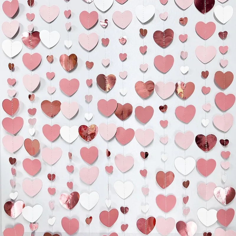 Розовое золото пыльно-розовое сердце гирлянда бумажный стример для свадеб