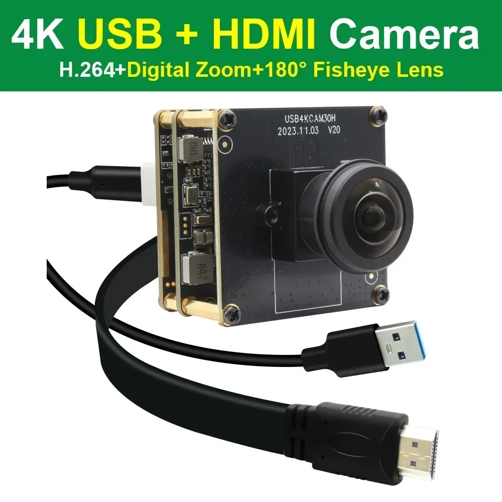 Фото Цифровая 4K USB3.0 веб-камера с объективом Fisheye 180° (60 кадров/с, IMX415) для ПК и ноутбуков, для систем безопасности №3