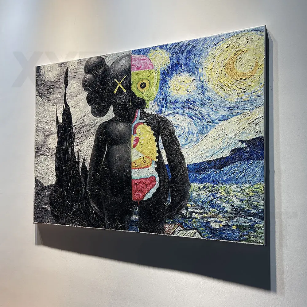 

100% ручная работа современная абстрактная новая Оригинальная картина маслом Ван Гога Кау на холсте текстурированная стена для гостиной Дек...