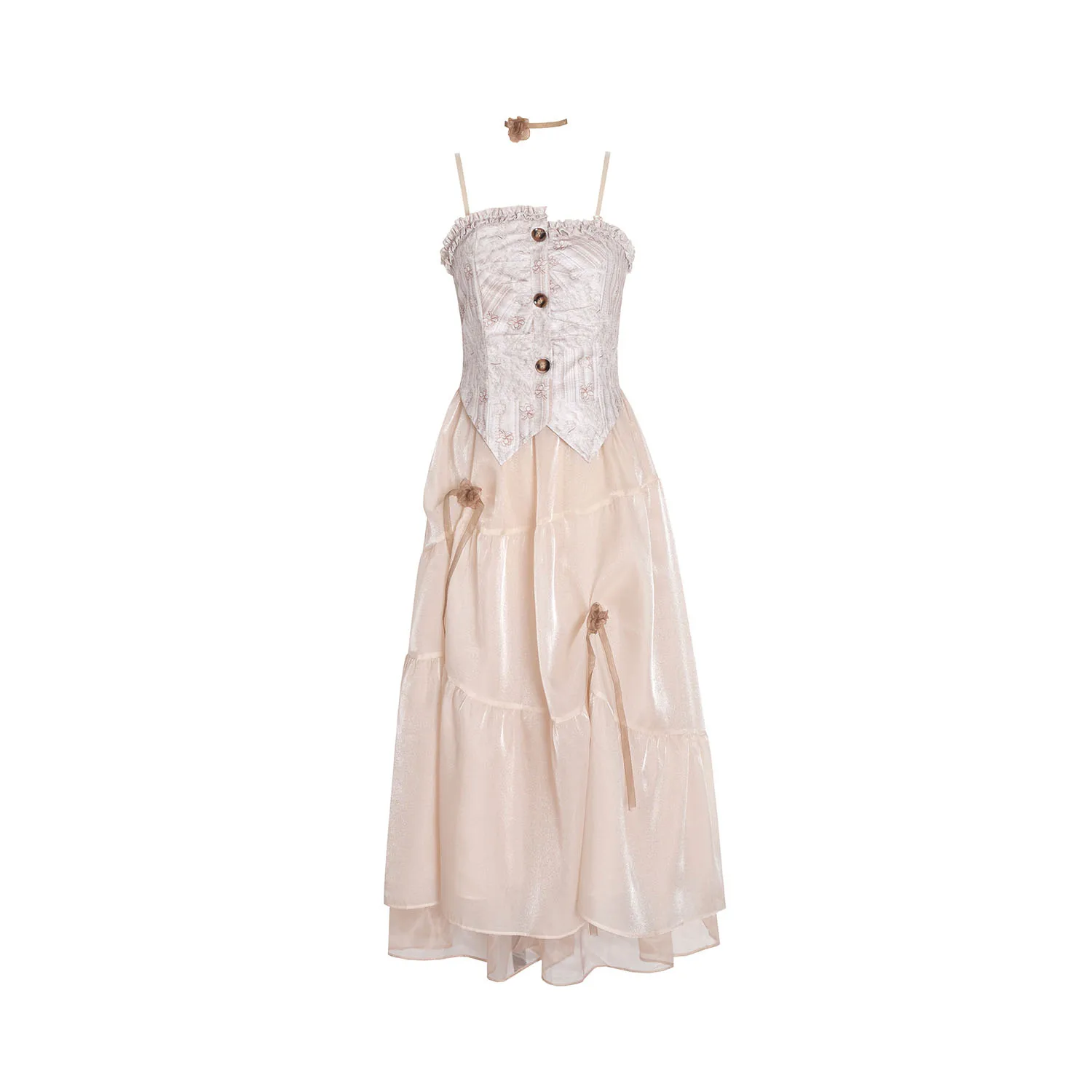 

French Strapless Dress Women's Summer Minority Design Mesh Skirt Temperament High Sense Long Skirt