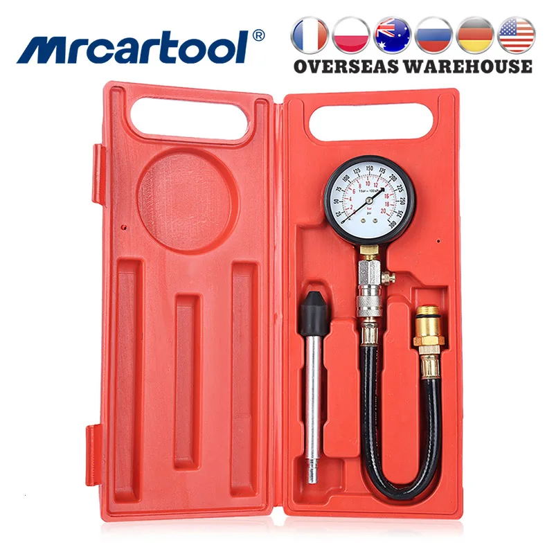 MR. CARTOOL-probador de compresión de cilindro de motor G324 0-300PSI, Kit de medidor de presión de gasolina, herramienta de diagnóstico de coche