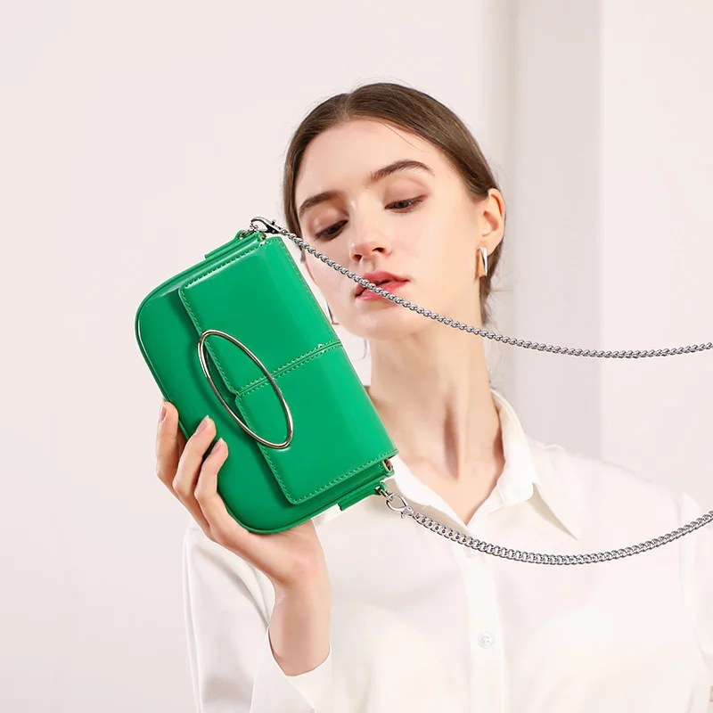 

high quality luxury brand Shoulder green leather women's 2023 new fashion small Mini messenger bag trend