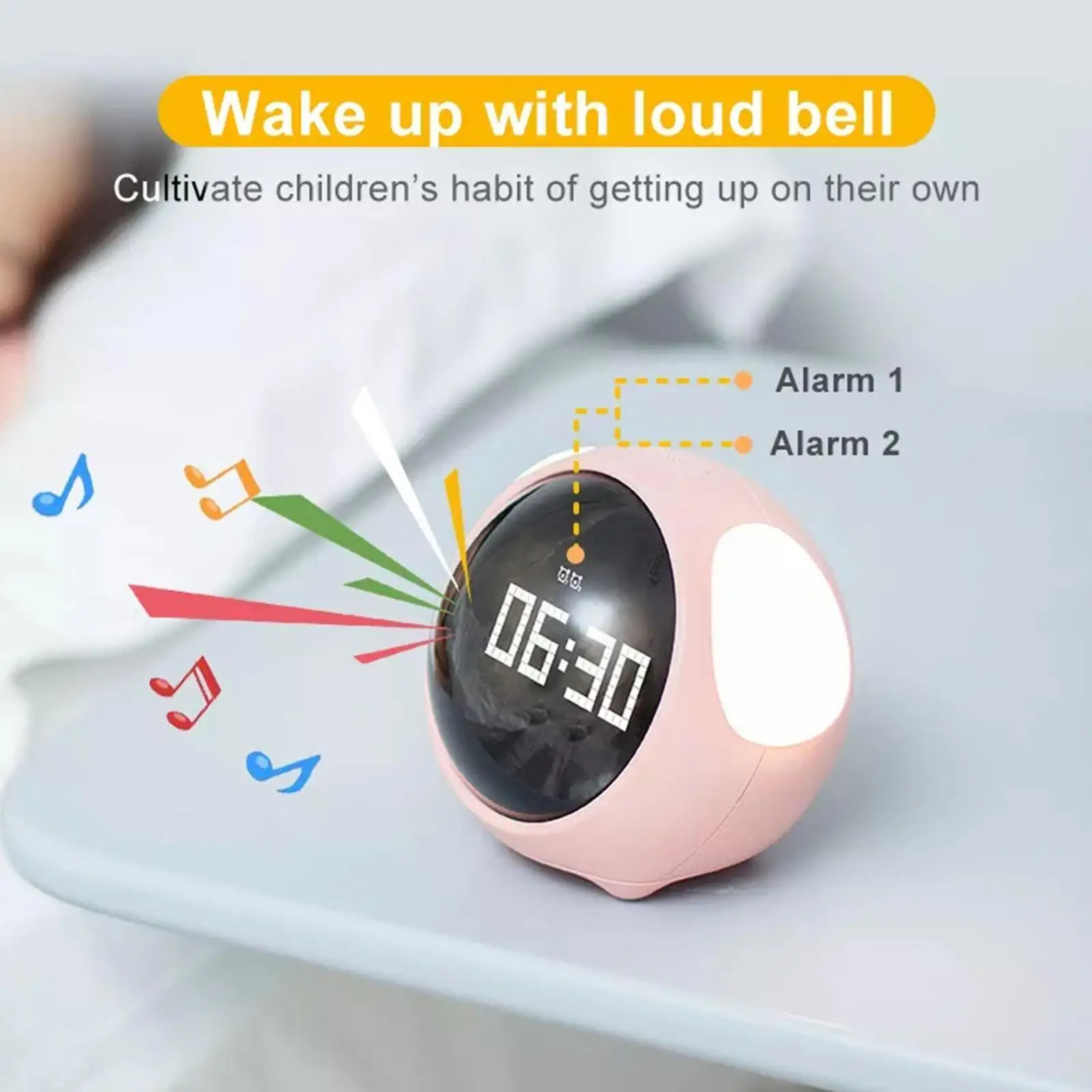 

Cute Expression Alarm Clock Child Multifunctional Bedside Voice Child Snooze Clock Alarm Light Control Chargeable Night E2h8