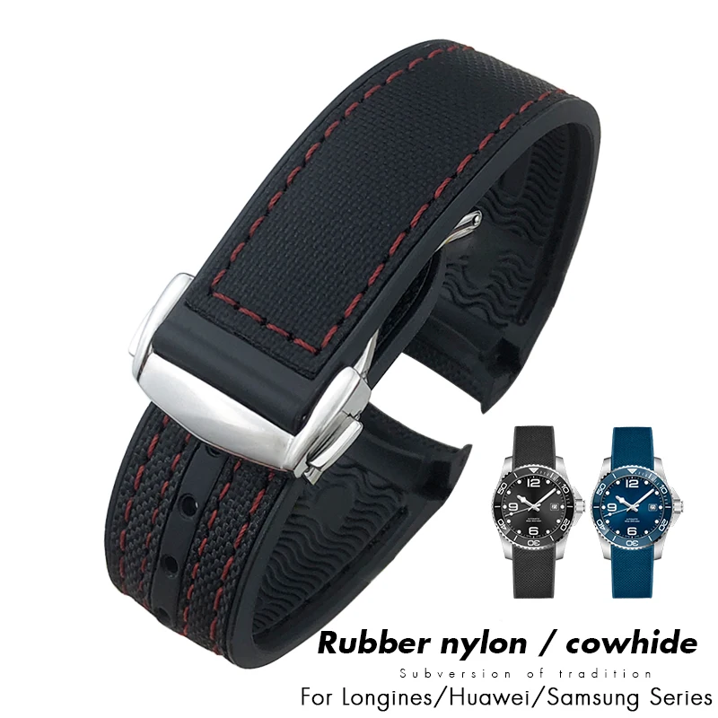 

22mm 21mm 20mm 19mm Nylon Leather Rubber Watchband Fit for Longines Hydroconquest HUAWEI GT 2 Samsung Silicone Seiko Watch Strap