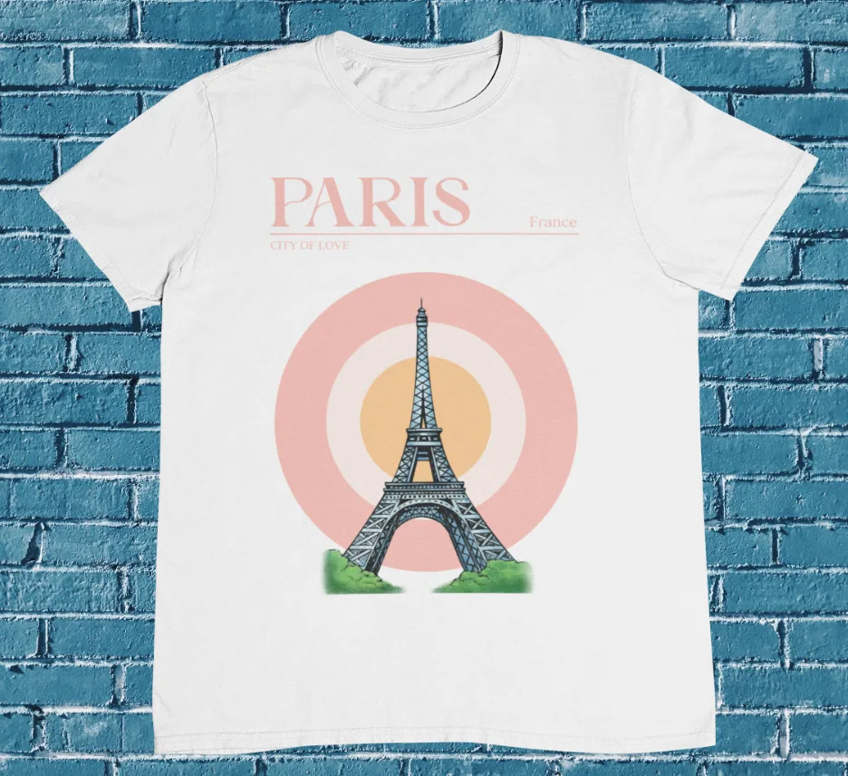 Футболка с изображением Эйфелевой башни-футболка рисунком елиситов в Париже-100