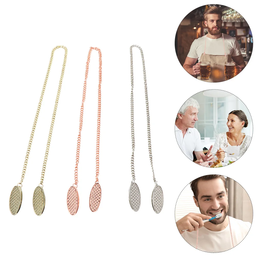 

3 Pcs Napkin Holder Old Man Costume Napkin Chain Napkin Neck Clips Glasses Napkin Clip Shirt Zinc Alloy Drool Bib Lanyard Baby