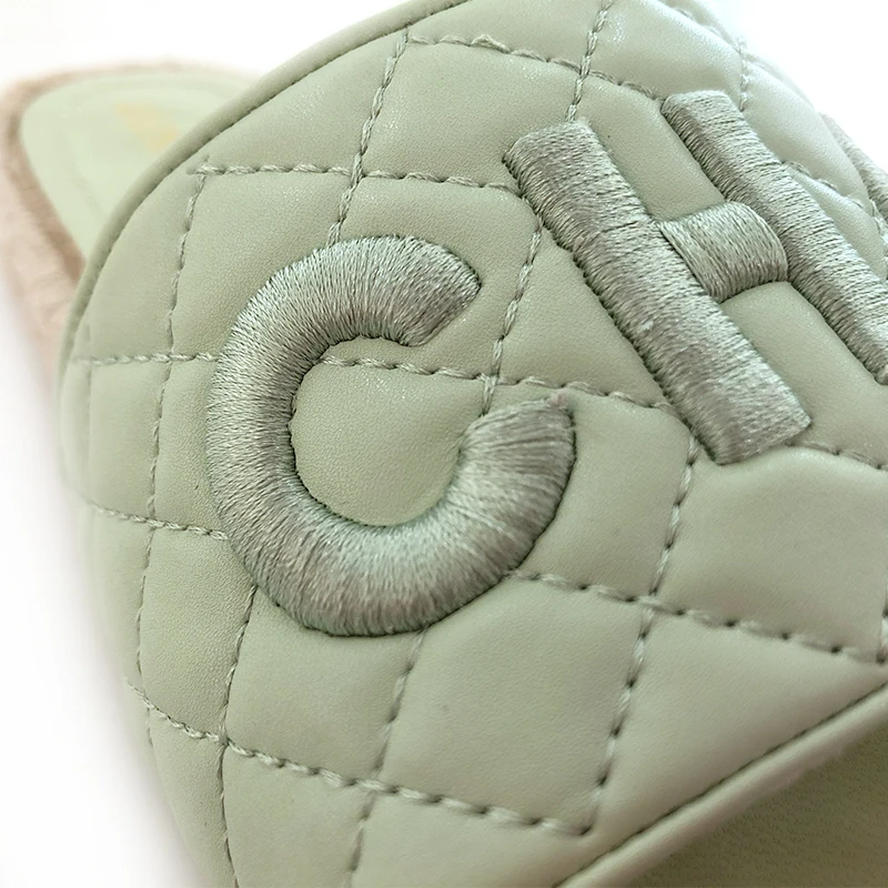 2023 New MarHermoso Ladies Slippers PU Breathable Flax Women's Flats Outdoor Casual Shopping Shoes Autumn Green Color